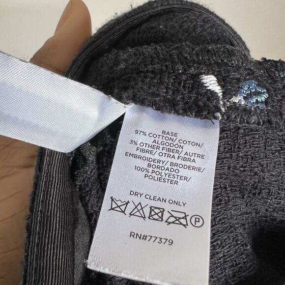 Ann Taylor Womens Tweed Dress Pants Ankle Black Blue Floral Embroidered Size 8 - Picture 7 of 7